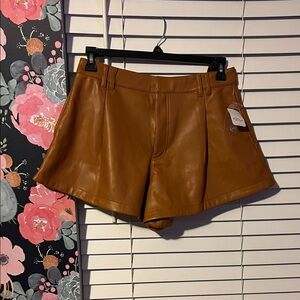 Free People Brown High Waist Leather Shorts